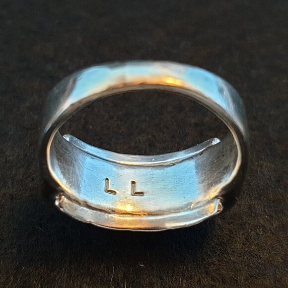 Stunning Vintage Native American Navajo Genuine Turquoise Inlaid Sterling Ring - Picture 6 of 14